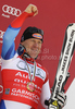 Winner Didier Cuche of Switzerland celebrates overall Downhill World cup victory after last Men downhill race of Audi FIS alpine skiing World Cup, which was held on Kandahar downhill course in Garmisch-Partenkirchen, Germany. Last downhill race of Men Audi FIS Alpine skiing World Cup 2009-10, was held on Wednesday, 10th of March 2010 in Garmisch-Partenkirchen, Germany.
