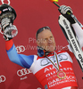 Winner Didier Cuche of Switzerland celebrates overall Downhill World cup victory after last Men downhill race of Audi FIS alpine skiing World Cup, which was held on Kandahar downhill course in Garmisch-Partenkirchen, Germany. Last downhill race of Men Audi FIS Alpine skiing World Cup 2009-10, was held on Wednesday, 10th of March 2010 in Garmisch-Partenkirchen, Germany.
