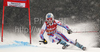 Olivia Bertrand of France skiing in first run of last Women Giant slalom race of Audi FIS alpine skiing World Cup, which was held on Kandahar course in Garmisch-Partenkirchen, Germany. Last Giant slalom race of Women Audi FIS Alpine skiing World Cup 2009-10, was held on Thursday, 11th of March 2010 in Garmisch-Partenkirchen, Germany.
