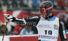 Aksel Lund Svindal of Norway reacts in finish of last Men Super-G race of Audi FIS alpine skiing World Cup, which was held on Kandahar course in Garmisch-Partenkirchen, Germany. Last Super-G race of Men Audi FIS Alpine skiing World Cup 2009-10, was held on Thursday, 11th of March 2010 in Garmisch-Partenkirchen, Germany.
