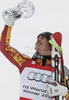Erik Guay of Canada celebrates overall Super-G World cup victory after last Men Super-G race of Audi FIS alpine skiing World Cup, which was held on Kandahar course in Garmisch-Partenkirchen, Germany. Last Super-G race of Men Audi FIS Alpine skiing World Cup 2009-10, was held on Thursday, 11th of March 2010 in Garmisch-Partenkirchen, Germany.
