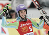 Winner Tina Maze of Slovenia reacts in finish of second run of last Women Giant slalom race of Audi FIS alpine skiing World Cup, which was held on Kandahar course in Garmisch-Partenkirchen, Germany. Last Giant slalom race of Women Audi FIS Alpine skiing World Cup 2009-10, was held on Thursday, 11th of March 2010 in Garmisch-Partenkirchen, Germany.
