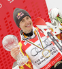 Winner Erik Guay of Canada celebrates overall Super-G World cup victory after last Men Super-G race of Audi FIS alpine skiing World Cup, which was held on Kandahar course in Garmisch-Partenkirchen, Germany. Last Super-G race of Men Audi FIS Alpine skiing World Cup 2009-10, was held on Thursday, 11th of March 2010 in Garmisch-Partenkirchen, Germany.
