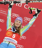Winner Tina Maze of Slovenia celebrates her medal won in last Women Giant slalom race of Audi FIS alpine skiing World Cup, which was held on Kandahar course in Garmisch-Partenkirchen, Germany. Last Giant slalom race of Women Audi FIS Alpine skiing World Cup 2009-10, was held on Thursday, 11th of March 2010 in Garmisch-Partenkirchen, Germany.

