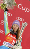  celebrates her medal won in last Women Giant slalom race of Audi FIS alpine skiing World Cup, which was held on Kandahar course in Garmisch-Partenkirchen, Germany. Last Giant slalom race of Women Audi FIS Alpine skiing World Cup 2009-10, was held on Thursday, 11th of March 2010 in Garmisch-Partenkirchen, Germany.
