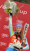 Winner Tina Maze of Slovenia celebrates her medal won in last Women Giant slalom race of Audi FIS alpine skiing World Cup, which was held on Kandahar course in Garmisch-Partenkirchen, Germany. Last Giant slalom race of Women Audi FIS Alpine skiing World Cup 2009-10, was held on Thursday, 11th of March 2010 in Garmisch-Partenkirchen, Germany.
