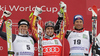 Winner Erik Guay of Canada (M), second placed Ivica Kostelic of Croatia (L) and third placed Aksel Lund Svindal of Norway (R) celebrate their medals won in last Men Super-G race of Audi FIS alpine skiing World Cup, which was held on Kandahar course in Garmisch-Partenkirchen, Germany. Last Super-G race of Men Audi FIS Alpine skiing World Cup 2009-10, was held on Thursday, 11th of March 2010 in Garmisch-Partenkirchen, Germany.
