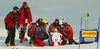 Andrea Fischbacher of Austria getting help after her cras in last Women super-g race of Audi FIS alpine skiing World Cup, which was held on Kandahar course in Garmisch-Partenkirchen, Germany. Last Super-g race of Women Audi FIS Alpine skiing World Cup 2009-10, was held on Friday, 12th of March 2010 in Garmisch-Partenkirchen, Germany.
