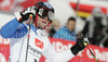Second placed Davide Simoncelli of Italy reacts in finish of second run of last Men Giant slalom race of Audi FIS alpine skiing World Cup, which was held on Kandahar course in Garmisch-Partenkirchen, Germany. Last Giant slalom race of Men Audi FIS Alpine skiing World Cup 2009-10, was held on Friday, 12th of March 2010 in Garmisch-Partenkirchen, Germany.

