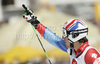 Winner Carlo Janka of Switzerland reacts in finish of second run of last Men Giant slalom race of Audi FIS alpine skiing World Cup, which was held on Kandahar course in Garmisch-Partenkirchen, Germany. Last Giant slalom race of Men Audi FIS Alpine skiing World Cup 2009-10, was held on Friday, 12th of March 2010 in Garmisch-Partenkirchen, Germany.

