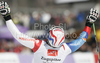 Winner Carlo Janka of Switzerland reacts in finish of second run of last Men Giant slalom race of Audi FIS alpine skiing World Cup, which was held on Kandahar course in Garmisch-Partenkirchen, Germany. Last Giant slalom race of Men Audi FIS Alpine skiing World Cup 2009-10, was held on Friday, 12th of March 2010 in Garmisch-Partenkirchen, Germany.
