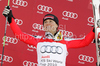 Second placed Elisabeth Goergl of Austria celebrates overall Super-G World cup medal after last Women Super-G race of Audi FIS alpine skiing World Cup, which was held on Kandahar course in Garmisch-Partenkirchen, Germany. Last super-g race of Women Audi FIS Alpine skiing World Cup 2009-10, was held on Friday, 12th of March 2010 in Garmisch-Partenkirchen, Germany.
