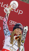 Winner Lindsey Vonn of USA celebrates overall Super-G World cup victory after last Women Super-G race of Audi FIS alpine skiing World Cup, which was held on Kandahar course in Garmisch-Partenkirchen, Germany. Last super-g race of Women Audi FIS Alpine skiing World Cup 2009-10, was held on Friday, 12th of March 2010 in Garmisch-Partenkirchen, Germany.
