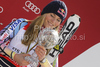 Winner Lindsey Vonn of USA celebrates overall Super-G World cup victory after last Women Super-G race of Audi FIS alpine skiing World Cup, which was held on Kandahar course in Garmisch-Partenkirchen, Germany. Last super-g race of Women Audi FIS Alpine skiing World Cup 2009-10, was held on Friday, 12th of March 2010 in Garmisch-Partenkirchen, Germany.
