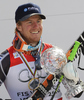 Winner Ted Ligety of USA celebrates overall Giant slalom World cup victory after last Men giant slalom race of Audi FIS alpine skiing World Cup, which was held on Kandahar course in Garmisch-Partenkirchen, Germany. Last giant slalom race of Men Audi FIS Alpine skiing World Cup 2009-10, was held on Friday, 12th of March 2010 in Garmisch-Partenkirchen, Germany.
