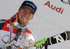 Winner Ted Ligety of USA celebrates overall Giant slalom World cup victory after last Men giant slalom race of Audi FIS alpine skiing World Cup, which was held on Kandahar course in Garmisch-Partenkirchen, Germany. Last giant slalom race of Men Audi FIS Alpine skiing World Cup 2009-10, was held on Friday, 12th of March 2010 in Garmisch-Partenkirchen, Germany.
