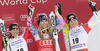 Winner Lindsey Vonn of USA (M), second placed Elisabeth Goergl of Austria (L) and third placed Nadia Styger of Switzerland (R) celebrate their medals won in last Women super-g race of Audi FIS alpine skiing World Cup, which was held on Kandahar course in Garmisch-Partenkirchen, Germany. Last Super-g race of Women Audi FIS Alpine skiing World Cup 2009-10, was held on Friday, 12th of March 2010 in Garmisch-Partenkirchen, Germany.
