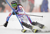 Sandrine Aubert of France skiing in first run of last Women slalom race of Audi FIS alpine skiing World Cup, which was held on Gudiberg course in Garmisch-Partenkirchen, Germany. Last slalom race of Women Audi FIS Alpine skiing World Cup 2009-10, was held on Saturday, 13th of March 2010 in Garmisch-Partenkirchen, Germany.
