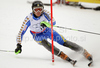 Axel Baeck of Sweden skiing in first run of last Men slalom race of Audi FIS alpine skiing World Cup, which was held on Gudiberg course in Garmisch-Partenkirchen, Germany. Last slalom race of Men Audi FIS Alpine skiing World Cup 2009-10, was held on Saturday, 13th of March 2010 in Garmisch-Partenkirchen, Germany.
