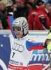 Julien Lizeroux of France reacts in finish of second run of last Men slalom race of Audi FIS alpine skiing World Cup, which was held on Gudiberg course in Garmisch-Partenkirchen, Germany. Last slalom race of Men Audi FIS Alpine skiing World Cup 2009-10, was held on Saturday, 13th of March 2010 in Garmisch-Partenkirchen, Germany.
