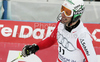 Second placed Manfred Pranger of Austria reacts in finish of second run of last Men slalom race of Audi FIS alpine skiing World Cup, which was held on Gudiberg course in Garmisch-Partenkirchen, Germany. Last slalom race of Men Audi FIS Alpine skiing World Cup 2009-10, was held on Saturday, 13th of March 2010 in Garmisch-Partenkirchen, Germany.
