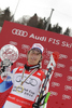 Carlo Janka of Switzerland celebrates overall Audi FIS Alpine skiing World cup victory after last race of Audi FIS alpine skiing World Cup, which was held in Garmisch-Partenkirchen, Germany. Last slalom race of Audi FIS Alpine skiing World Cup 2009-10, was held on Saturday, 13th of March 2010 in Garmisch-Partenkirchen, Germany.
