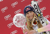 Winner Lindsey Vonn of USA celebrates overall Audi FIS Alpine skiing World cup victory after last race of Audi FIS alpine skiing World Cup, which was held in Garmisch-Partenkirchen, Germany. Last slalom race of Audi FIS Alpine skiing World Cup 2009-10, was held on Saturday, 13th of March 2010 in Garmisch-Partenkirchen, Germany.
