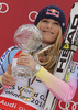 Lindsey Vonn of USA celebrates overall super combined World cup victory after last Women slalom race of Audi FIS alpine skiing World Cup, which was held on Gudiberg course in Garmisch-Partenkirchen, Germany. Last slalom race of Women Audi FIS Alpine skiing World Cup 2009-10, was held on Saturday, 13th of March 2010 in Garmisch-Partenkirchen, Germany.
