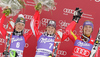 Winner Marlies Schild of Austria (M), second placed Kathrin Zettel of Austria (L) and third placed Maria Riesch of Germany (R) celebrate their medals won in last Women slalom race of Audi FIS alpine skiing World Cup, which was held on Gudiberg course in Garmisch-Partenkirchen, Germany. Last slalom race of Women Audi FIS Alpine skiing World Cup 2009-10, was held on Saturday, 13th of March 2010 in Garmisch-Partenkirchen, Germany.
