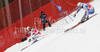 Jessica Lindellvikarby of Sweden (R) and Fabienne Suter of Switzerland (L) skiing in team race of Audi FIS alpine skiing World Cup, which was held on Kandahar course in Garmisch-Partenkirchen, Germany. Team race of Audi FIS Alpine skiing World Cup 2009-10, was held on Sunday, 14th of March 2010 in Garmisch-Partenkirchen, Germany.
