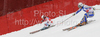 Jessica Lindellvikarby of Sweden (R) and Fabienne Suter of Switzerland (L) skiing in team race of Audi FIS alpine skiing World Cup, which was held on Kandahar course in Garmisch-Partenkirchen, Germany. Team race of Audi FIS Alpine skiing World Cup 2009-10, was held on Sunday, 14th of March 2010 in Garmisch-Partenkirchen, Germany.
