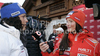 Sanni Leinonen of Finland (R) interviewing Federica Brignone of Italy (L) during Audi Media talk event in Soelden, Austria. Audi Media talk event was held on Thursday, 21st of October 2010 in Soelden, Austria, before start of Audi FIS Alpine skiing World cup 2010-2011, which will start with women giant slalom race on Saturday, 23rd of October 2010, and will be followed by men giant slalom race day later on Rettenbach glacier above Soelden, Austria.
