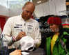 Kalle Palander of Finland signing autographs during Halti event in Soelden, Austria. Halti event was held on Friday, 22nd of October 2010 in Soelden, Austria, before start of Audi FIS Alpine skiing World cup 2010-2011, which will start with women giant slalom race on Saturday, 23rd of October 2010, and will be followed by men giant slalom race day later on Rettenbach glacier above Soelden, Austria.
