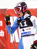 Third placed Manuela Moelgg of Italy reacts in finish of second run of Women giant slalom race of Audi FIS alpine skiing World Cup in Soelden, Austria. First giant slalom race of Women Audi FIS Alpine skiing World Cup 2010-11, was held on Saturday, 23rd of October 2010, on Rettenbach glacier above Soelden, Austria.

