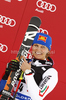 Third placed Manuela Moelgg of Italy celebrates her medal won in Women giant slalom race of Audi FIS alpine skiing World Cup in Soelden, Austria. First giant slalom race of Women Audi FIS Alpine skiing World Cup 2010-11, was held on Saturday, 23rd of October 2010, on Rettenbach glacier above Soelden, Austria.
