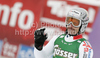 Julien Lizeroux of France reacts in finish of first run of Men giant slalom race of Audi FIS alpine skiing World Cup in Soelden, Austria. First giant slalom race of Men Audi FIS Alpine skiing World Cup 2010-11, was held on Sunday, 24th of October 2010, on Rettenbach glacier above Soelden, Austria.
