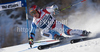 CUCHE Didier (SUI)  attacks a control gate whilst competing in  the FIS alpine skiing world cup giant slalom race on the Bellevarde race piste Val dIsere.
