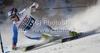 MOELGG Manfred (ITA)  attacks a control gate whilst competing in  the FIS alpine skiing world cup giant slalom race on the Bellevarde race piste Val dIsere.
