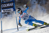 LARSSON Markus (SWE) attacks a control gate whilst competing in  the FIS alpine skiing world cup giant slalom race on the Bellevarde race piste Val dIsere.

