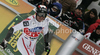 Winner Michael Walchhofer of Austria reacts in finish of Men Super-G race of Audi FIS alpine skiing World Cup in Val Gardena, Italy. Super-G race of Men Audi FIS Alpine skiing World Cup 2010-11, was held on Friday, 17th of December 2010, on Saslong course in Val Gardena, Italy.
