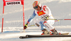 Third placed Didier Cuche of Switzerland skiing in Men downhill race of Audi FIS alpine skiing World Cup in Val Gardena, Italy. Downhill race of Men Audi FIS Alpine skiing World Cup 2010-11, was held on Saturday, 18th of December 2010, on Saslong course in Val Gardena, Italy.
