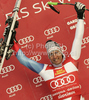 Winner Silvan Zurbriggen of Switzerland celebrates his medal won in Men downhill race of Audi FIS alpine skiing World Cup in Val Gardena, Italy. Downhill race of Men Audi FIS Alpine skiing World Cup 2010-11, was held on Saturday, 18th of December 2010, on Saslong course in Val Gardena, Italy.
