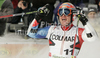 Fourth placed Didier Cuche of Switzerland reacts in finish of second run of Men giant slalom race of Audi FIS alpine skiing World Cup in Alta Badia, Italy. Giant slalom race of Men Audi FIS Alpine skiing World Cup 2010-11, was held on Sunday, 20th of December 2010, on Gran Risa course in Alta Badia, Italy.
