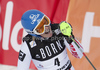 Marlies Schild (AUT) reacts in the finish area of the FIS Alpine skiing World Cup ladies slalom race in Courchevel 1850, France.
