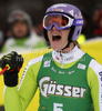 Second placed Maria Riesch of Germany reacts in finish of second run of Women giant slalom race of Audi FIS alpine skiing World Cup in Semmering, Austria. Giant slalom race of Women Audi FIS Alpine skiing World Cup 2010-11, was held on Tuesday, 28th of December 2010, in Semmering, Austria.

