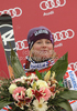 Winner Tessa Worley of France celebrates her medal won in Women giant slalom race of Audi FIS alpine skiing World Cup in Semmering, Austria. Giant slalom race of Women Audi FIS Alpine skiing World Cup 2010-11, was held on Tuesday, 28th of December 2010, in Semmering, Austria.
