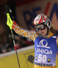 Erin Mielzynski of Canada reacts in finish of second run of Women slalom race of Audi FIS alpine skiing World Cup in Semmering, Austria. Slalom race of Women Audi FIS Alpine skiing World Cup 2010-11, was held on Wednesday, 29th of December 2010, in Semmering, Austria.
