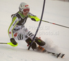 Christina Geiger of Germany skiing in first run of Women slalom race of Audi FIS alpine skiing World Cup in Zagreb, Croatia. Slalom race of Women Audi FIS Alpine skiing World Cup 2010-11, was held on Tuesday, 4th of January 2011, in Sljeme above Zagreb, Croatia.
