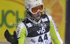 Barbara Wirth of Germany reacts in finish of second run of Women slalom race of Audi FIS alpine skiing World Cup in Zagreb, Croatia. Slalom race of Women Audi FIS Alpine skiing World Cup 2010-11, was held on Tuesday, 4th of January 2011, in Sljeme above Zagreb, Croatia.
