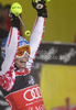 Winner Marlies Schild of Austria reacts in finish of second run of Women slalom race of Audi FIS alpine skiing World Cup in Zagreb, Croatia. Slalom race of Women Audi FIS Alpine skiing World Cup 2010-11, was held on Tuesday, 4th of January 2011, in Sljeme above Zagreb, Croatia.
